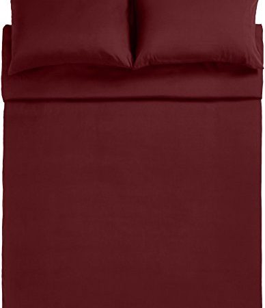 AmazonBasics - Set con copripiumino in microfibra, bordeaux, 220 x 250 cm / 50 x 80 cm x 2