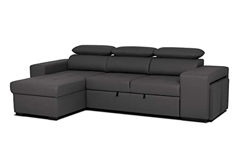 BUDWING John Divano Letto ad Angolo 3 Posti a Forma di L Chaise Longue Sinistra o Destra Reversibile Nero