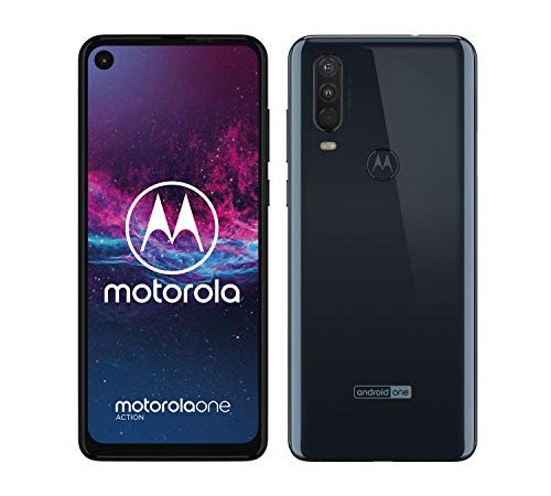 Motorola One Action Grey, display 6.3 Cinema Vision (21:9), sistema a tripla fotocamera, smartphone UK Sim-Free con 4 GB di RAM e 128 GB, Single Sim, blu denim