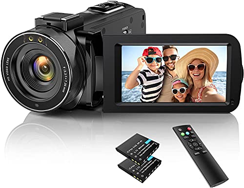 Videocamera Digitale 1080P Camcorder FHD 30FPS 36MP Vlogging Camera per Youtube IR Visione Notturna, 16X Zoom Digitale, 3.0"IPS Schermo Video Camera con Telecomando 2 Batterie