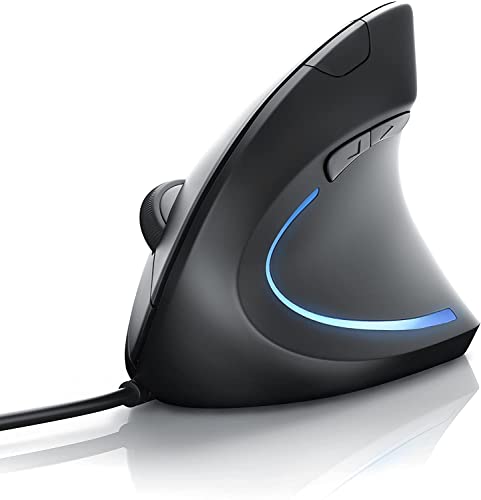Mouse Ricaricabile Del Mouse Verticale Wireless 2.4G Con 3 Livelli DPI  Regolabili E Sonno Automatico - Nero