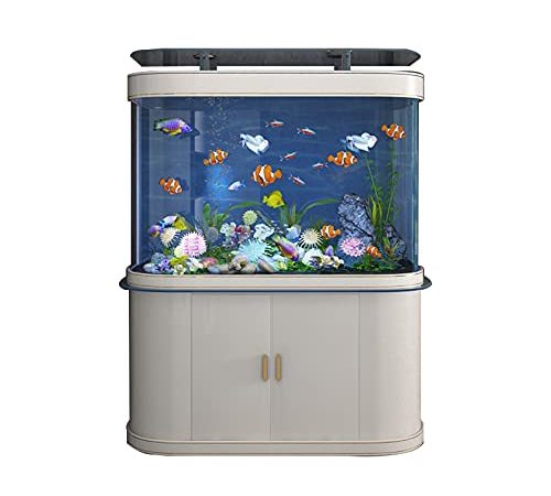 DUTUI Acquario con Acquario, Acquario Curvo per La Decorazione del Soggiorno per La Casa, Filtraggio sul Fondo, Nessuna necessità di Cambiare L'acqua,150cm