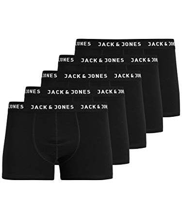 JACK & JONES Jachuey Trunks 5 Pack Noos Boxer, Nero (Black), Large (Pacco da 5) Uomo