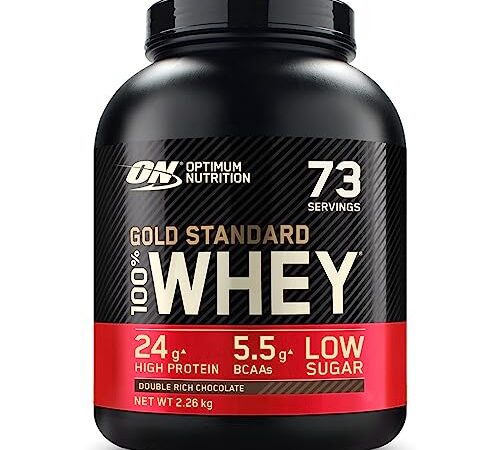 Optimum Nutrition Gold Standard 100% Whey Proteine in polvere per lo Sviluppo e il Recupero Muscolare con Glutammina e Aminoacidi BCAA Naturali, Gusto Doppio Cioccolato, 73 porzioni, 2,26 kg