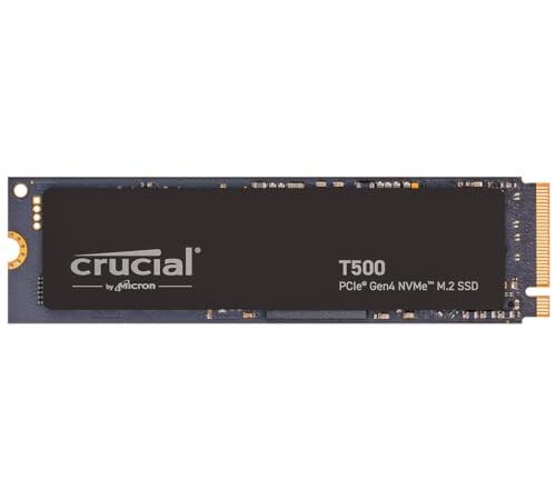 Crucial T500 500GB PCIe Gen4 NVMe M.2 SSD Interno Gaming, Fino a 7200MB/s, Compatibile con Notebook e PC Desktop Più 1 Mese Adobe CC Tutte le App - CT500T500SSD8